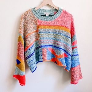 Sincerely Jules Multicolor Cropped Wool Blend Sweater